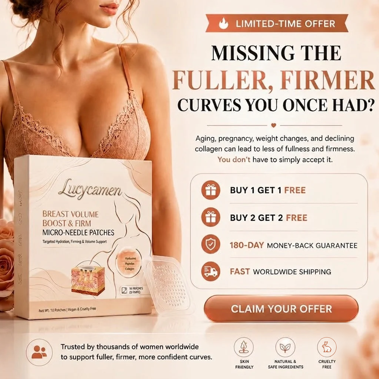 Lucycamen® Targeted Breast Enhancement Advanced Nano Microneedle Patch