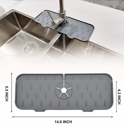 Keep Counter Dry! Silicone Faucet Splash Guard Mat for Kitchen & Bathroom