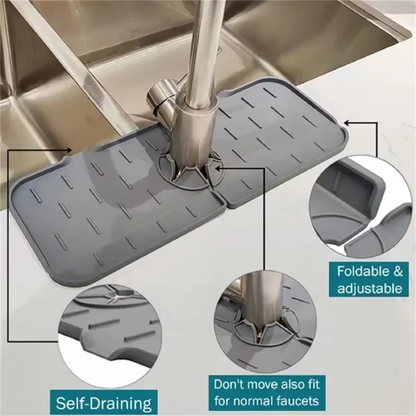 Keep Counter Dry! Silicone Faucet Splash Guard Mat for Kitchen & Bathroom