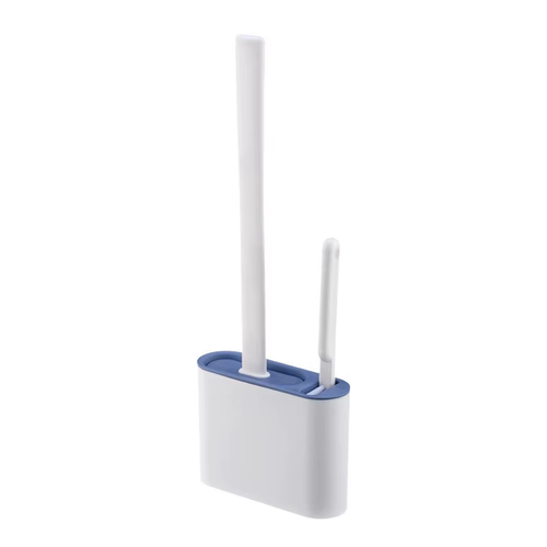 Wall Mount Silicone Toilet Brush Set, No Drill Bathroom Cleaner with Gap Brush