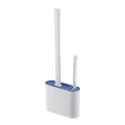 Wall Mount Silicone Toilet Brush Set, No Drill Bathroom Cleaner with Gap Brush